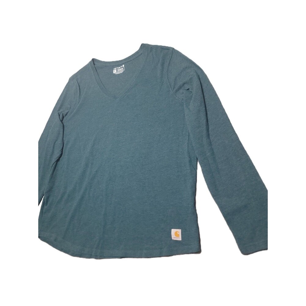 Carhartt Relaxed Fit V Neck Long Sleeve T Shirt Women’s XXL Green Top